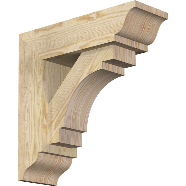 Ekena Millwork Merced Traditional Rough Sawn Bracket w/ Offset Brace, Douglas Fir, 6"W x 18"D x 18"H BKT0604X18X18MRC01RDF - main